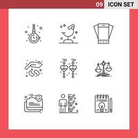 Modern Set of 9 Outlines Pictograph of garden agriculture research tilt phone Editable Vector Design Elements