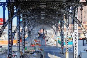 Underside of elevated train tracks in the Upper West Side of Manhattan in New York City. photo