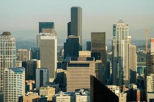 Aerial view of the Seattle, Washington city skyline photo