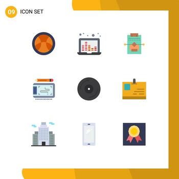 9 colores planos vectoriales temáticos y símbolos editables de dispositivos de música red wacom elementos de diseño vectorial editables gráficos vector