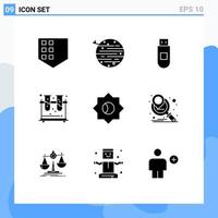 Set of 9 Modern UI Icons Symbols Signs for ui basic usb tubes experiment Editable Vector Design Elements