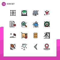 16 User Interface Flat Color Filled Line Pack of modern Signs and Symbols of file delete battery data down Editable Creative Vector Design Elements