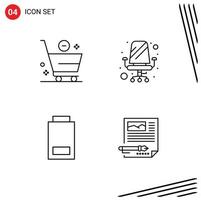 4 Thematic Vector Filledline Flat Colors and Editable Symbols of cart devices minus office status Editable Vector Design Elements