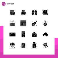 16 User Interface Solid Glyph Pack of modern Signs and Symbols of search shipping woman place delivery Editable Vector Design Elements