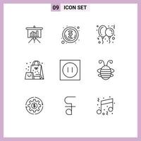 9 User Interface Outline Pack of modern Signs and Symbols of modern appliances christmas surprise gift Editable Vector Design Elements