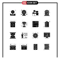 16 iconos creativos, signos y símbolos modernos de elementos de diseño vectorial editables de mesa de compras de confort de venta lista vector