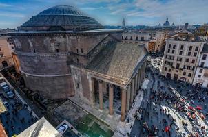 Rome, Italy - March 25, 2018 -  Aerial view of the ancient Pantheon church in Rome, Italy. photo