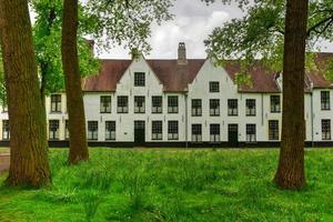 Medieval white houses in the Princely Beguinage Begijnhof Ten Wijngaerde  in Bruges, Belgium. photo