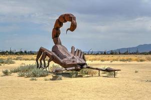 Borrego Spring, CA - July 12, 2020 -  Outdoor metal sculpture of a scorpion, close to Anza-Borrego Desert State Park. photo