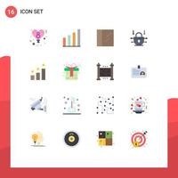 Group of 16 Flat Colors Signs and Symbols for gift positions drug performance achievements Editable Pack of Creative Vector Design Elements