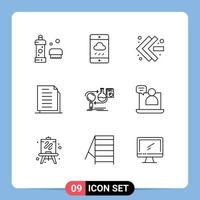 Group of 9 Outlines Signs and Symbols for analysis files rain documents copy Editable Vector Design Elements