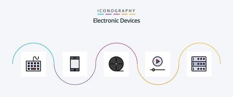 Devices Line Filled Flat 5 Icon Pack Including database. technology. devices. p. devices vector