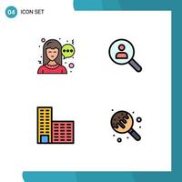 Group of 4 Filledline Flat Colors Signs and Symbols for chat building browse people candy Editable Vector Design Elements