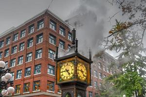 reloj a vapor encontrado en gastown ubicado en vancouver, columbia británica foto