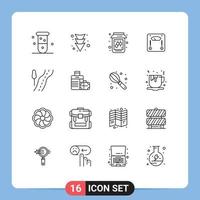 16 User Interface Outline Pack of modern Signs and Symbols of travel road bee weight scale Editable Vector Design Elements