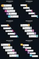 plantilla de diapositiva de presentación del paquete de infografías vectoriales 6 diagramas de ciclo de 5 pasos y líneas de tiempo vector