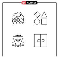 4 Universal Line Signs Symbols of cloud data plus shapes dollar Editable Vector Design Elements