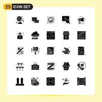 25 iconos creativos signos y símbolos modernos de gráfico de búsqueda de notificación tendencia de video elementos de diseño vectorial editables vector