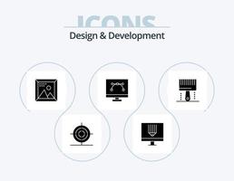 Design and Development Glyph Icon Pack 5 Icon Design. graphic design. design and coding. programing. bezier tool. picture vector