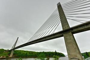 The Penobscot Narrows Bridge is a 2,120 feet long cable-stayed bridge over the Penobscot River in Maine. photo