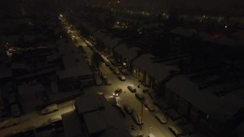 High angle view of Snow covered North Luton's landscape and Cityscape, Aerial Footage of Northern Luton City of England UK after Snow Fall. The 1st Snow Fall of this Winter of 2022 video