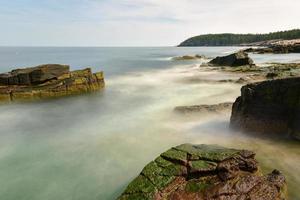 The rocky coast in Acadia National Park, Maine near Thunder Hole in the summer. photo