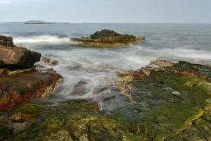 The rocky coast in Acadia National Park, Maine near Thunder Hole in the summer. photo