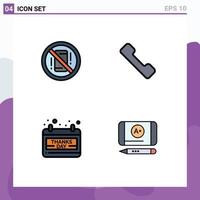 4 Creative Icons Modern Signs and Symbols of avoid date off call thanks day Editable Vector Design Elements