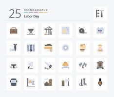 Labor Day 25 Flat Color icon pack including angle. housekeeping. dinner. hand. cleaning vector