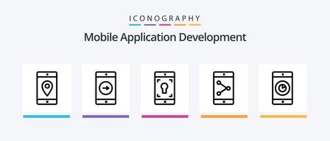 Mobile Application Development Line 5 Icon Pack Including mobile. mobile. mobile application. disabled mobile. mobile. Creative Icons Design vector