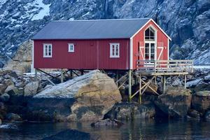 The town of Nusfjord in the Lofoten Islands, Norway in the winter. photo