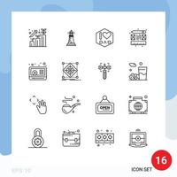 16 Universal Outline Signs Symbols of youtube marketing ocean layout creative Editable Vector Design Elements