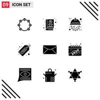 Solid Glyph Pack of 9 Universal Symbols of money duty day dollar project Editable Vector Design Elements