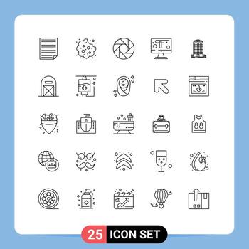 paquete de 25 líneas modernas, signos y símbolos para medios de impresión web, como gráficos de oficina, exhibición de alimentos, elementos de diseño de vectores editables por computadora