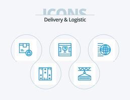 Delivery And Logistic Blue Icon Pack 5 Icon Design. glass. broken. shipping. secure. lock vector