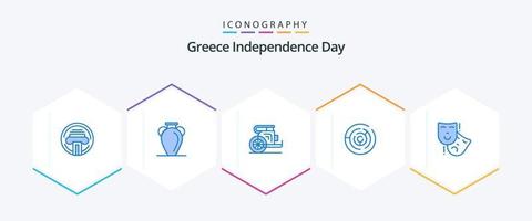 día de la independencia de grecia 25 paquete de iconos azules que incluye laberinto. laberinto circular. florero. círculo. Príncipe vector