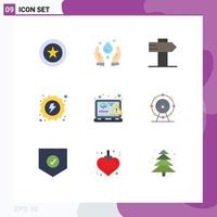 Set of 9 Modern UI Icons Symbols Signs for web design sign coding hydro Editable Vector Design Elements