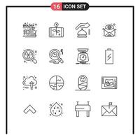 16 User Interface Outline Pack of modern Signs and Symbols of view eye smartphone email security Editable Vector Design Elements