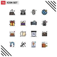 Set of 16 Modern UI Icons Symbols Signs for christmas stare bacteria internet global Editable Creative Vector Design Elements