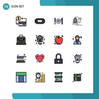 Universal Icon Symbols Group of 16 Modern Flat Color Filled Lines of cable machine psp vacuum date Editable Creative Vector Design Elements