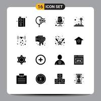 16 User Interface Solid Glyph Pack of modern Signs and Symbols of joystick control pad relief control office Editable Vector Design Elements