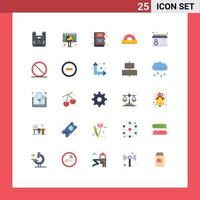 25 User Interface Flat Color Pack of modern Signs and Symbols of day geometry sign board education design Editable Vector Design Elements