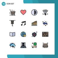 Universal Icon Symbols Group of 16 Modern Flat Color Filled Lines of zipper sort science funnel filter Editable Creative Vector Design Elements