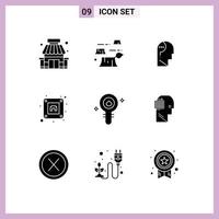 conjunto de 9 iconos de interfaz de usuario modernos símbolos signos para bioquímica celular enchufe confuso elementos de diseño vectorial editables eléctricos vector