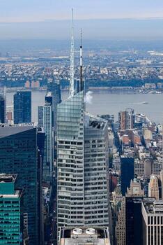 ciudad de nueva york - 25 de octubre de 2019 - vista de los rascacielos y el edificio del banco de américa en la ciudad de nueva york. foto