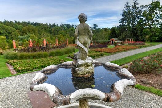 nueva york - 31 de agosto de 2019 - mansión vanderbilt en hyde park, nueva york. Históricamente conocido como Hyde Park, el sitio histórico nacional de la mansión de Vanderbilt es una de las propiedades más antiguas del río Hudson. foto
