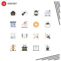 Pack of 16 Modern Flat Colors Signs and Symbols for Web Print Media such as app shower vacuum bathtub layer Editable Pack of Creative Vector Design Elements