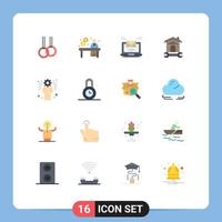 Universal Icon Symbols Group of 16 Modern Flat Colors of business tool laptop repair house Editable Pack of Creative Vector Design Elements