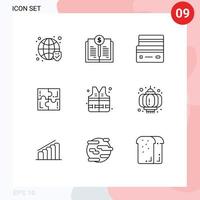 Stock Vector Icon Pack of 9 Line Signs and Symbols for solve play card game shopping Editable Vector Design Elements