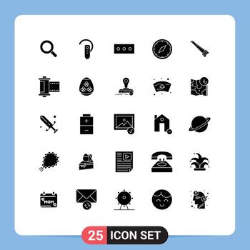 Stock Vector Icon Pack of 25 Line Signs and Symbols for hand navigation headset location direction Editable Vector Design Elements